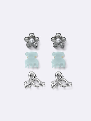 フラワー&リボンミニヘアクリップ6P