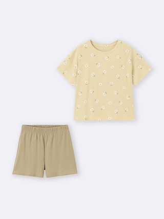 コットンカラーラウンジセット(半袖)(フラワー)+OS(米国仕様) 【レディース】 【ルームウェア・パジャマ】【GU公式/ジーユー】 【YELLOW】 コットンカラーラウンジセット(半袖)(フラワー)+OS(米国仕様) 【レディース】 【ルームウェア・パジャマ】【GU公式/ジーユー】 【YELLOW】