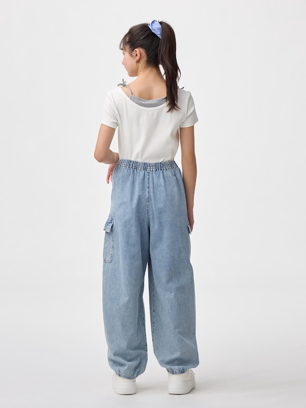 GIRLSライトデニムカーゴバレルレッグパンツJR