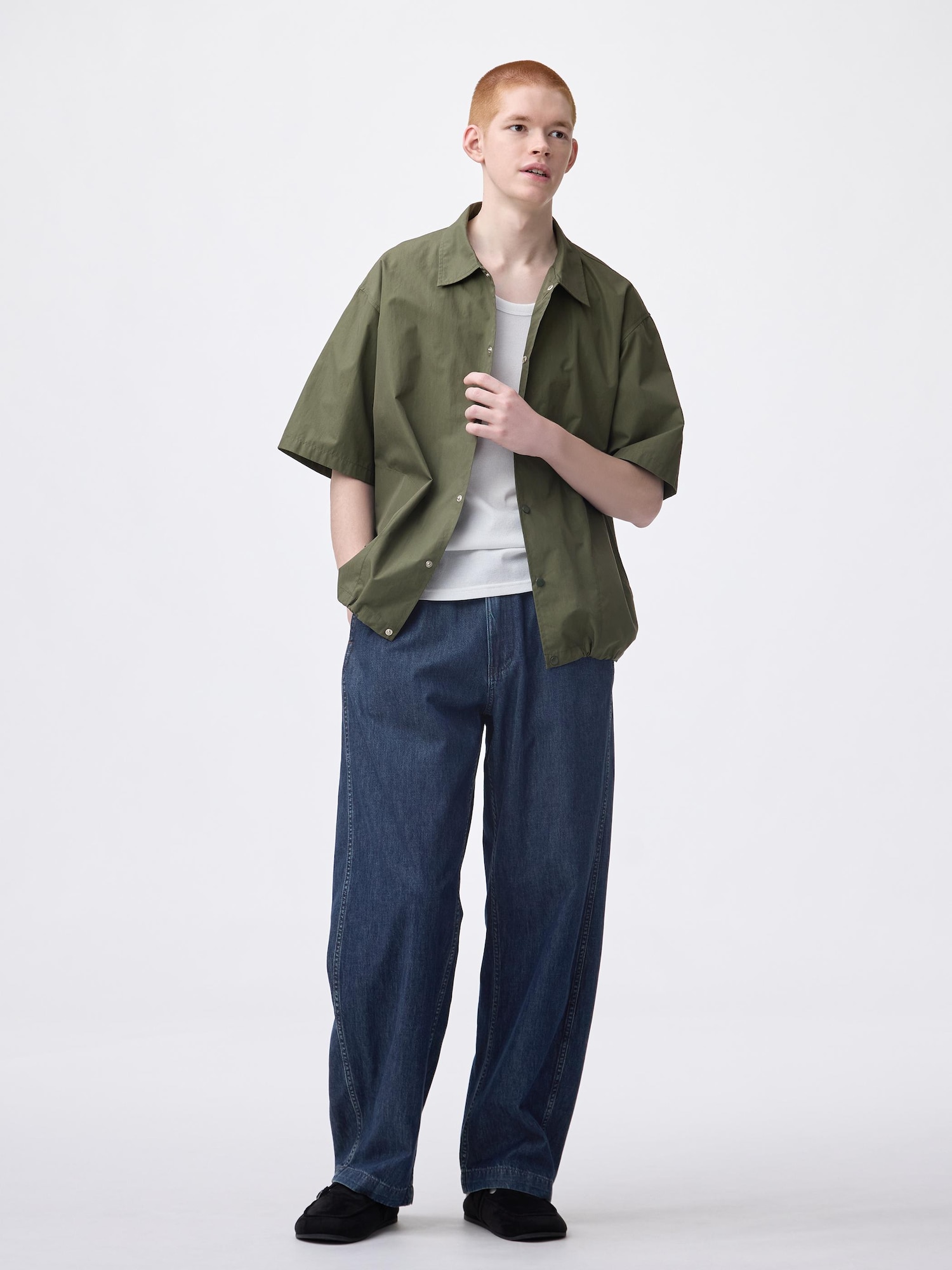 GU公式 | ライトデニムバレルレッグイージーパンツ+EC(丈長め75.5～79.5cm)(メンズ)