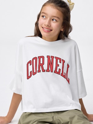 GIRLSコットンオーバーサイズクロップドT Cornell JR
