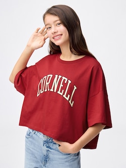 GIRLSコットンオーバーサイズクロップドT Cornell JR
