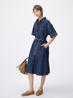 ライトデニムシャツワンピース(5分袖)+EC