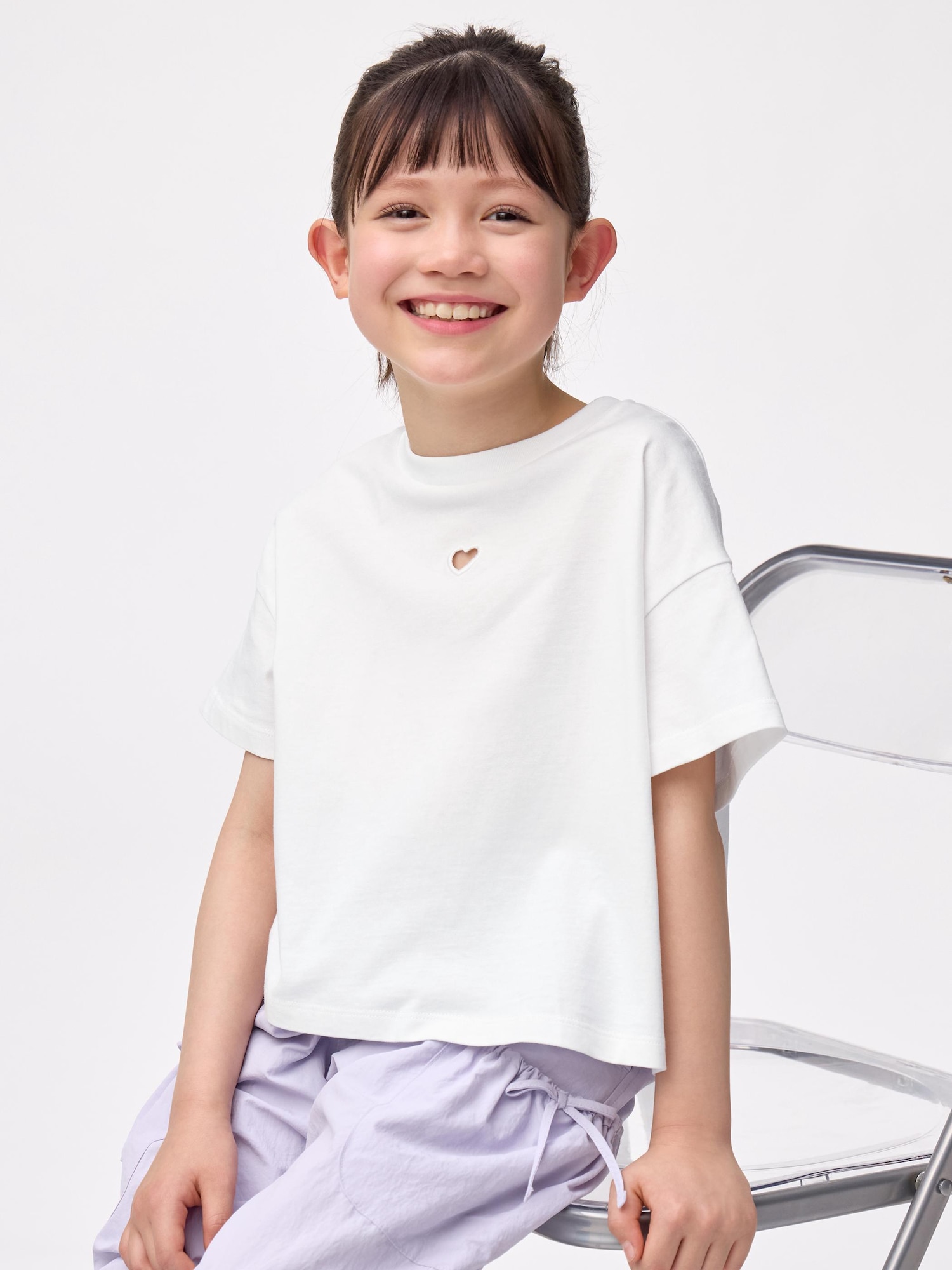 GU公式 | GIRLSクロップドカットアウトT(キッズ)