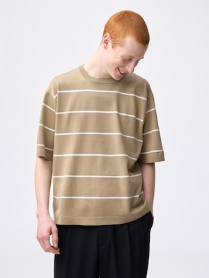 ウォッシャブルニットボーダーT(5分袖)