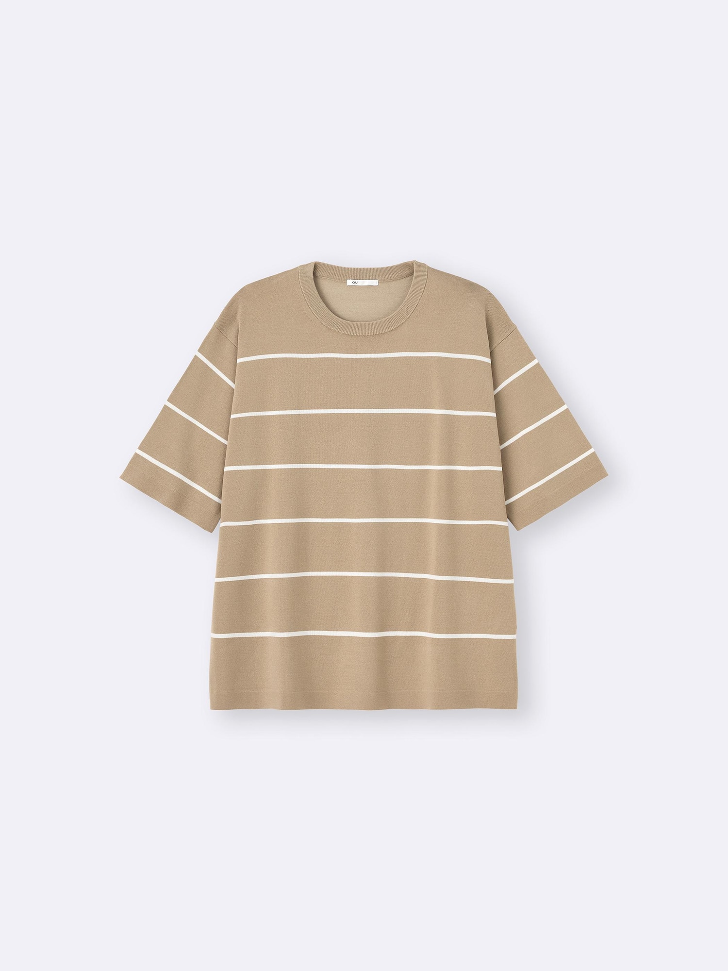 GU公式 | ウォッシャブルニットボーダーT(5分袖)(ユニセックス)