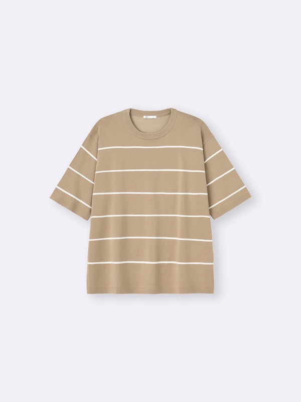 ウォッシャブルニットボーダーT(5分袖)