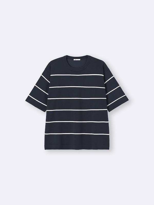 ウォッシャブルニットボーダーT(5分袖)