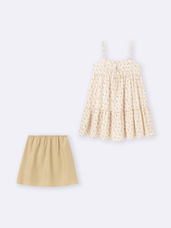 フラワープリントキャミソールチュニックワンピース+EC