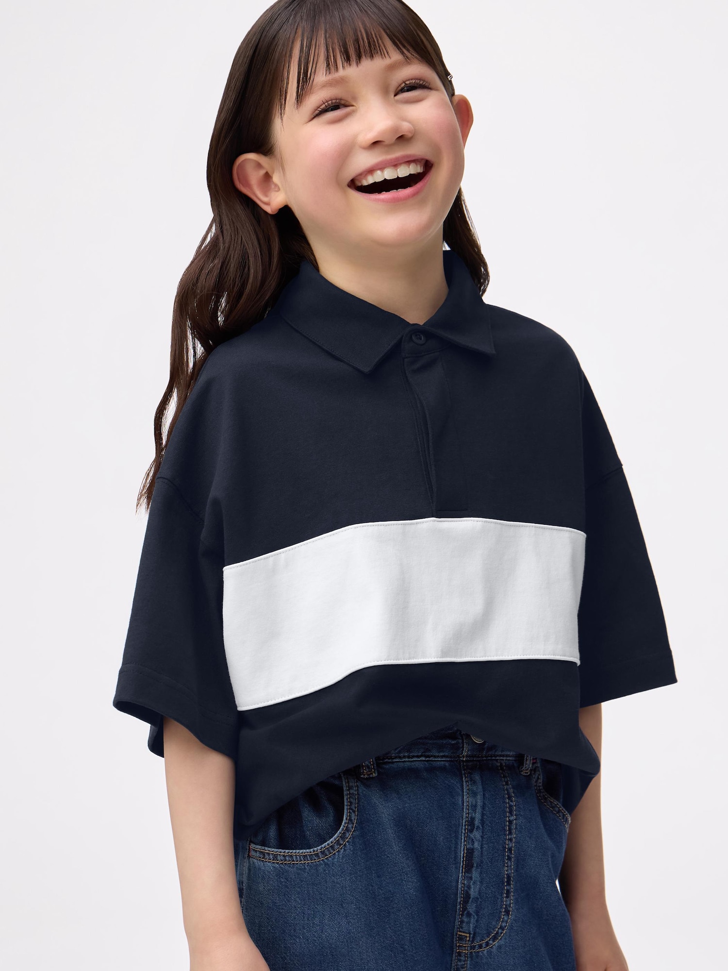GU公式 | KIDSスウェT(5分袖)(ラガー)(キッズ)