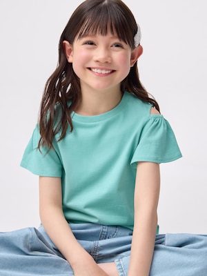 GIRLSフレアスリーブオープンショルダーT