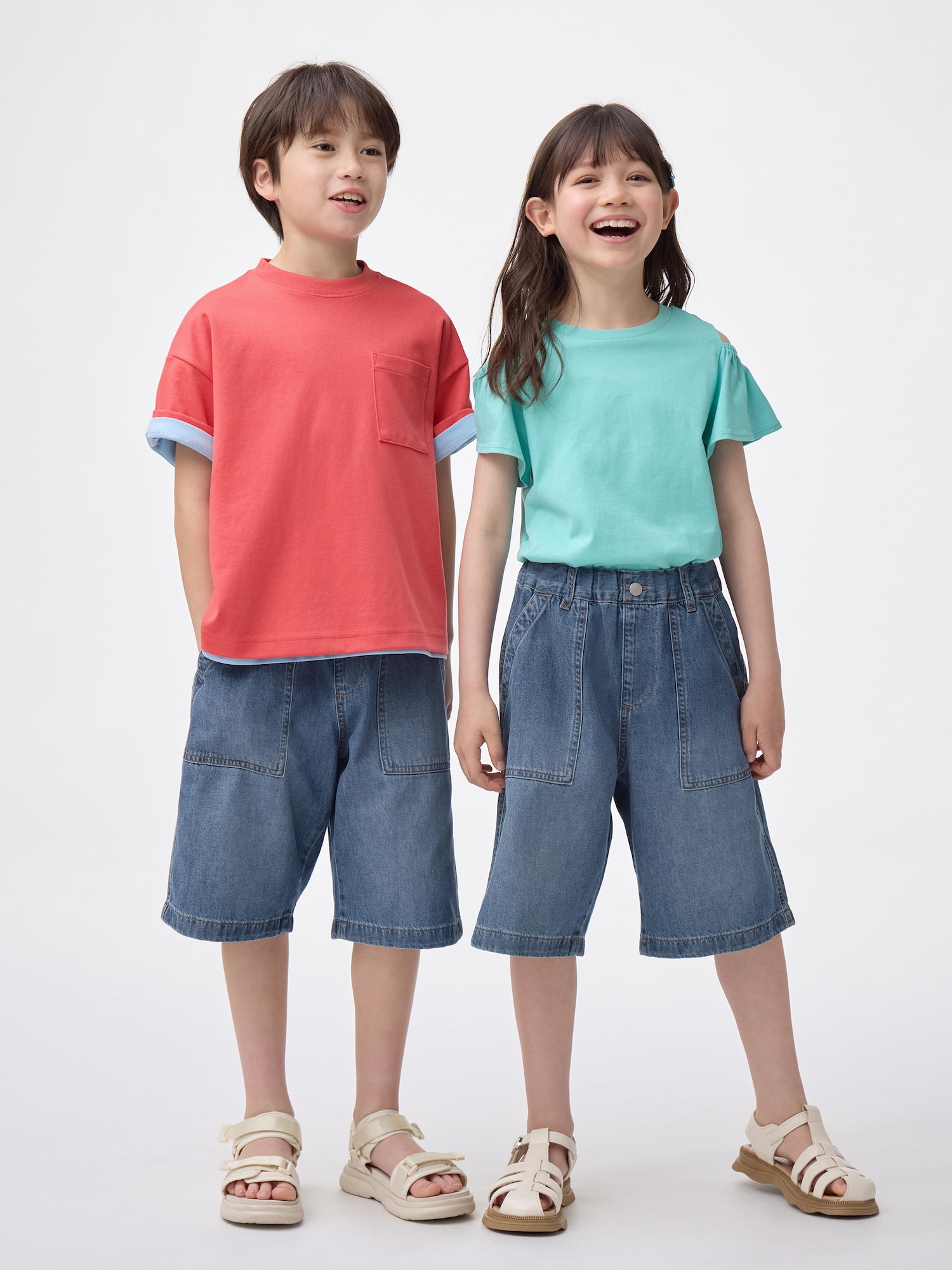 GU公式 | KIDS(男女兼用)デニムバギーショーツ(キッズ)