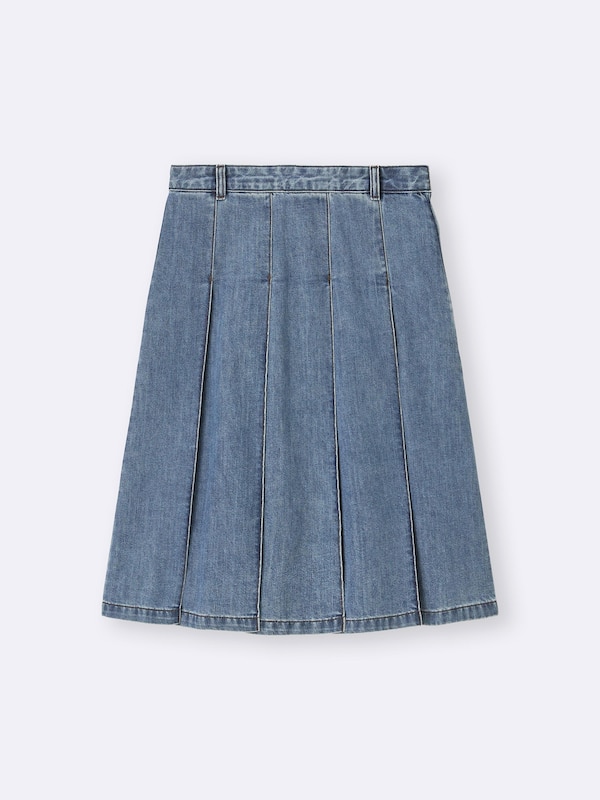 ライトデニムプリーツスカート+EC