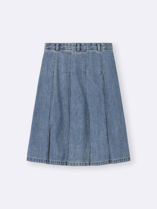 ライトデニムプリーツスカート+EC