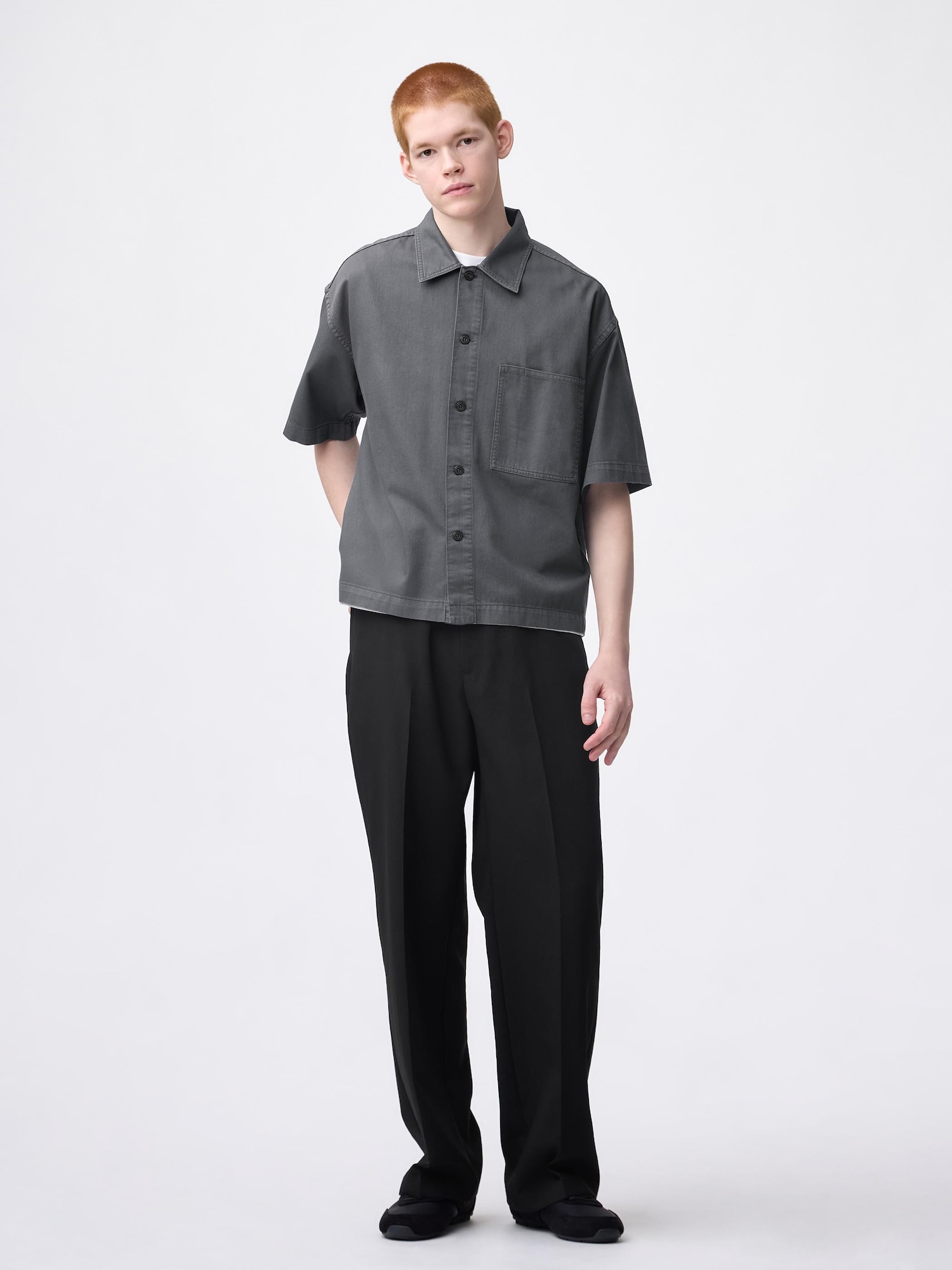 【　ぉゅ様　】ご依頼品 GU公式 | ボクシーワークシャツ(5分袖)(メンズ)