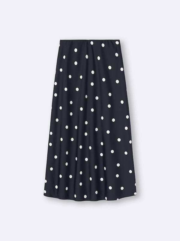 サテンドットフレアスカート