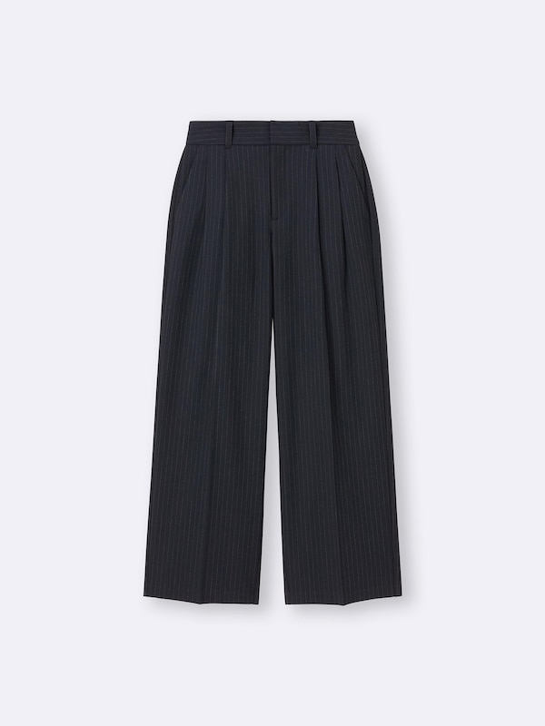 タックワイドパンツ(ストライプ)(丈標準70.0～74.0cm)