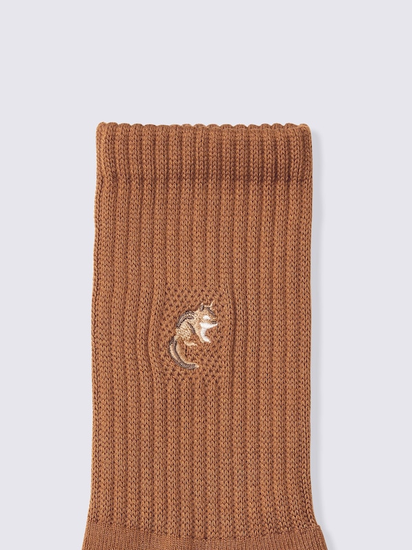 ウォームパイルクルーソックス(刺繍)CL