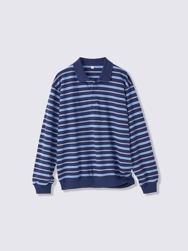 カノコオーバーサイズポロシャツ(長袖)(ボーダー)ST