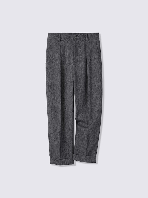 タックテーパードパンツ(ツイーディー)MN(丈短め)