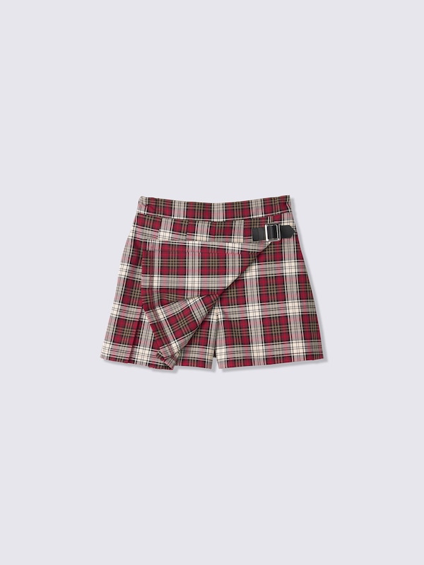 GIRLSプリーツラップミニスコート(チェック)PF