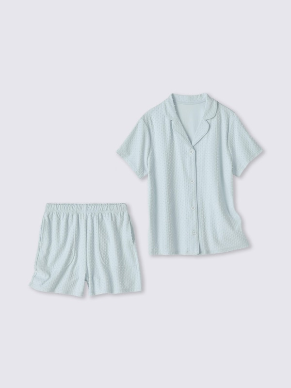 コットンブレンドパジャマ(半袖&ショートパンツ)(ドット)Q