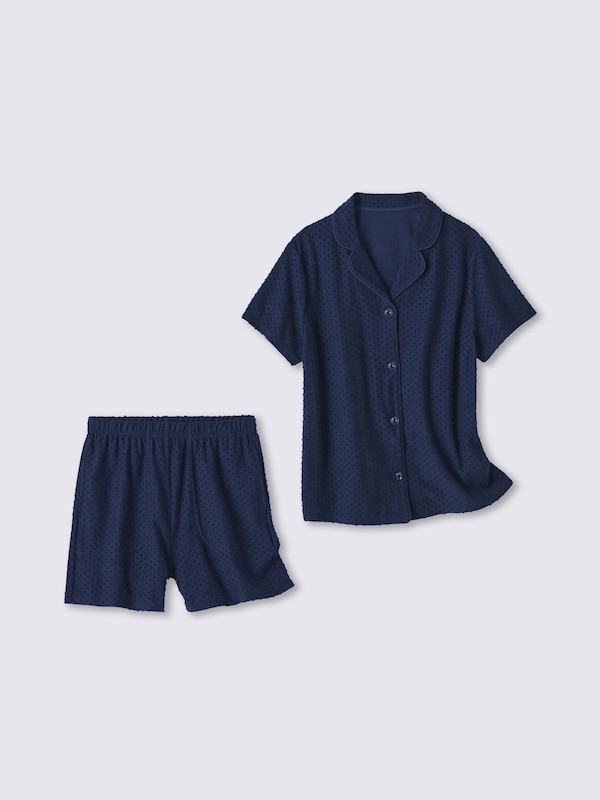 コットンブレンドパジャマ(半袖&ショートパンツ)(ドット)Q