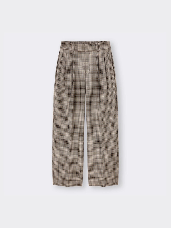 Tucked Wide Pants Checked