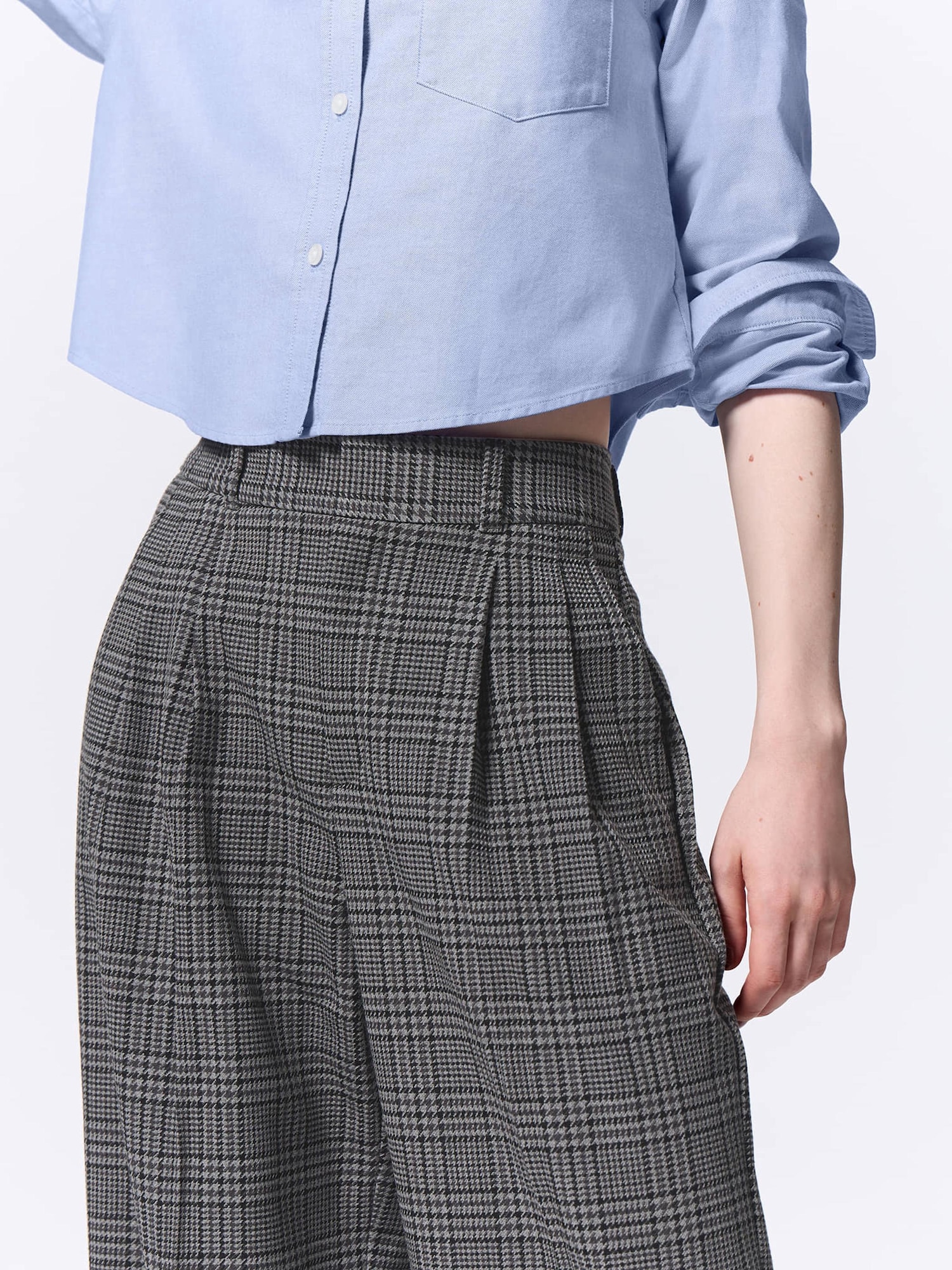 Tucked Wide Pants Checked | GU US