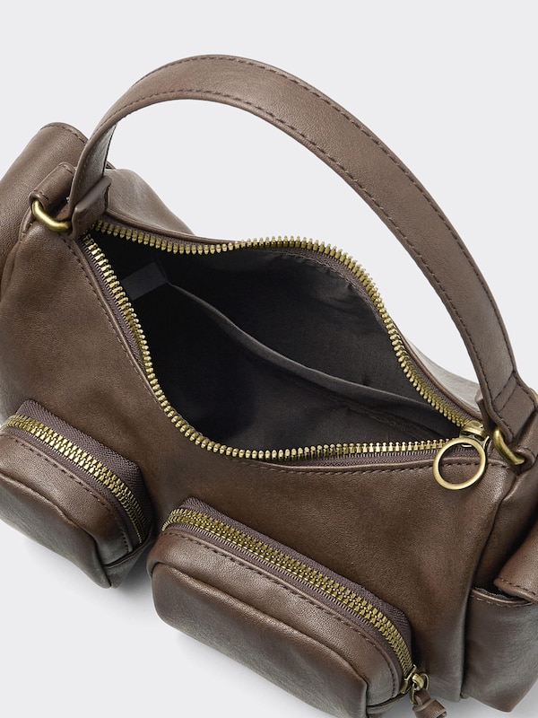 Faux Leather Out Pocket Bag