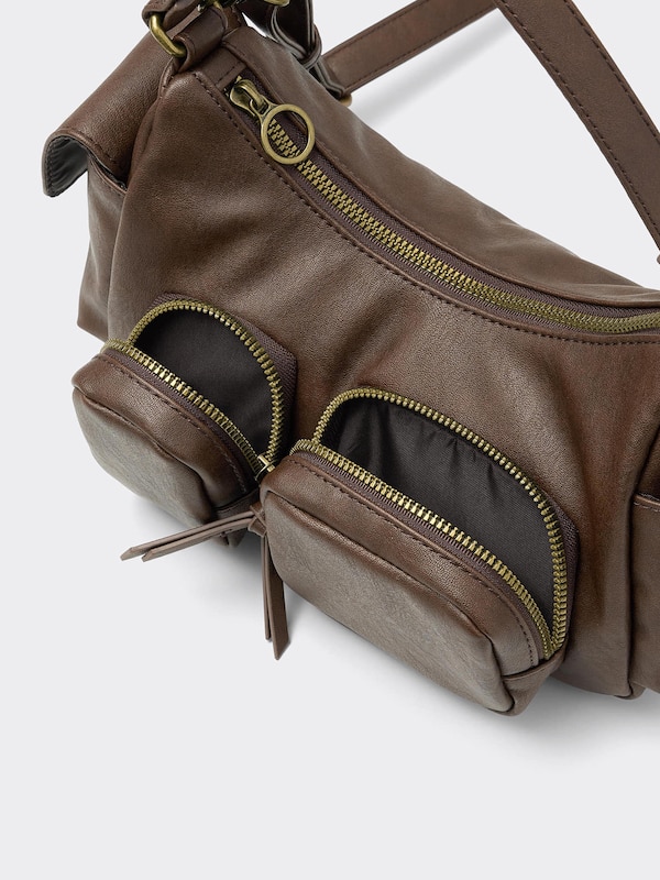 Faux Leather Out Pocket Bag