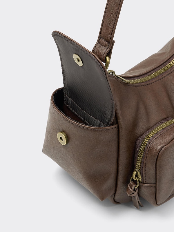 Faux Leather Out Pocket Bag