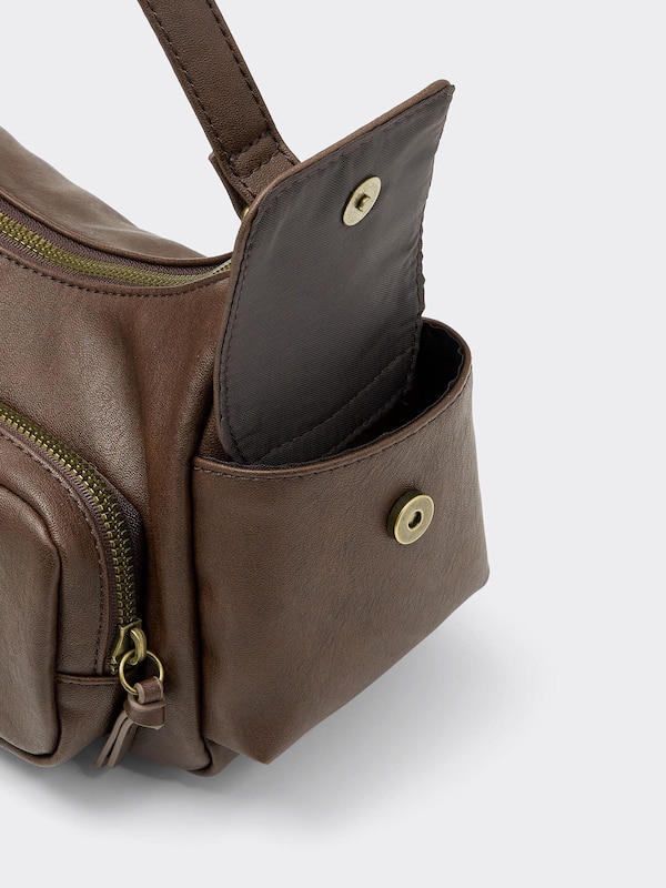 Faux Leather Out Pocket Bag