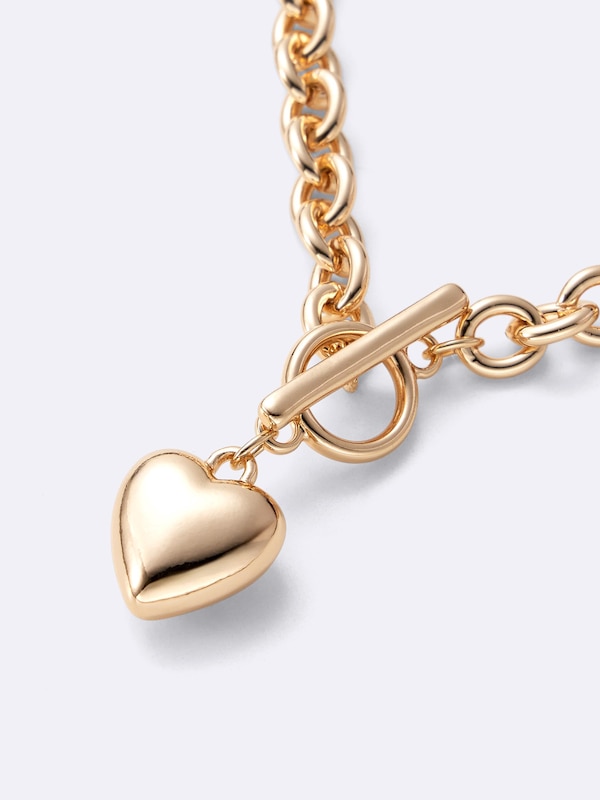 Heart Motif Volume Chain Necklace
