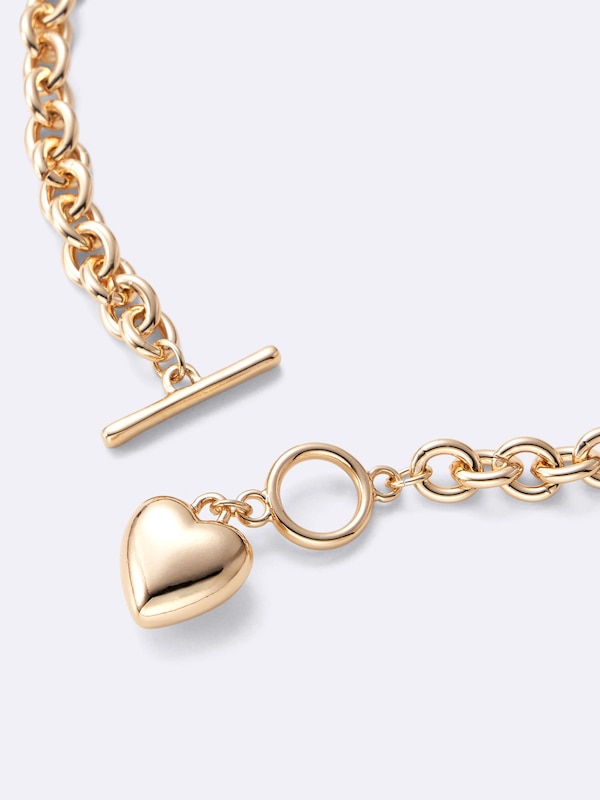Heart Motif Volume Chain Necklace