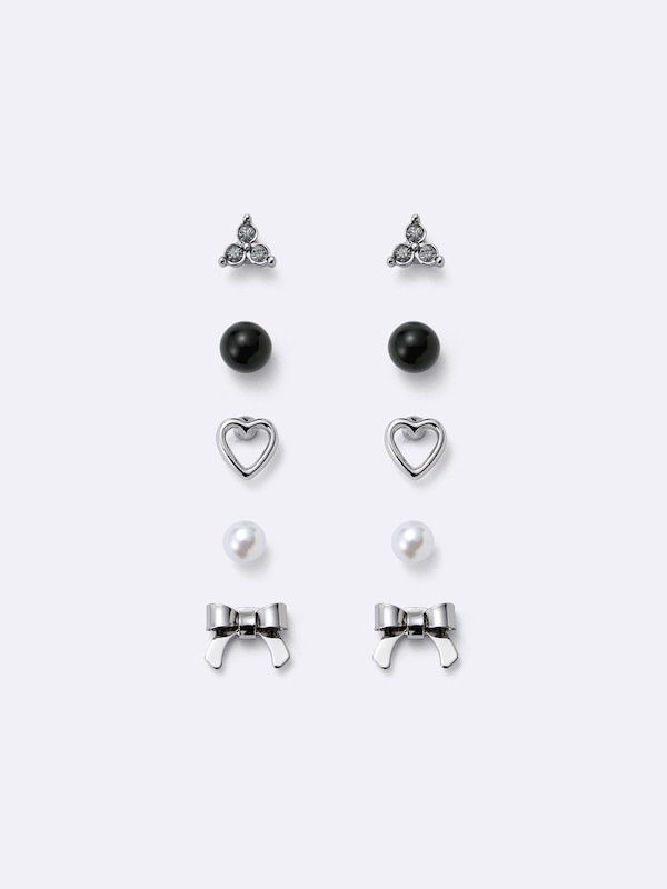 Ribbon & Multi Mini Pierced Earrings 5-Pack