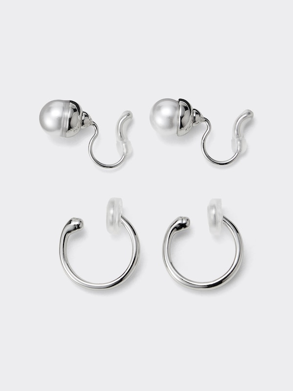 Metal Imitation Pearl Clip-Onearrings 2-Pack