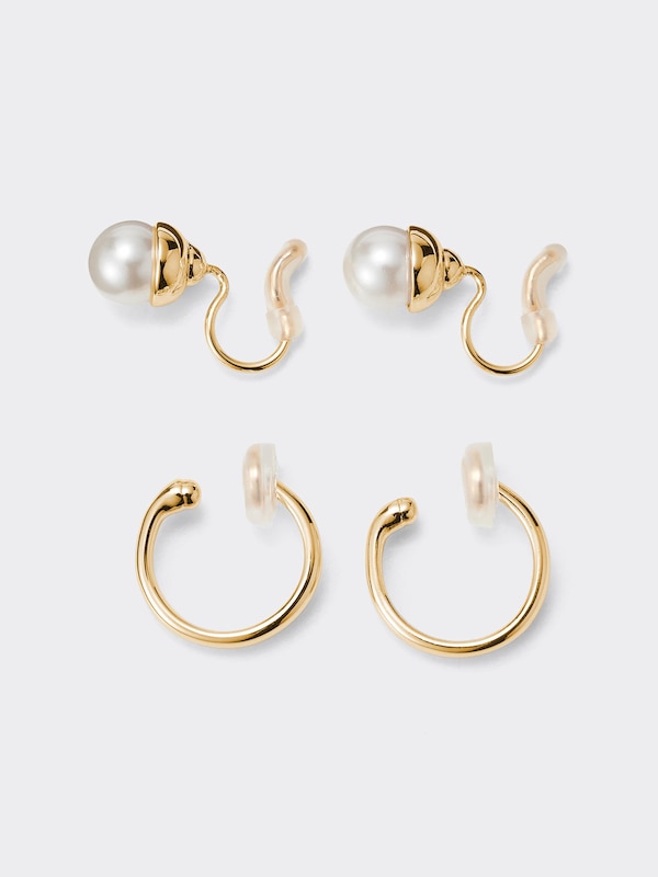 Metal Imitation Pearl Clip-Onearrings 2-Pack