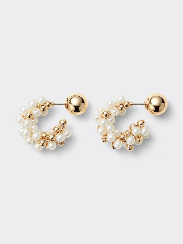 Beads Hoop Pierced Earrings