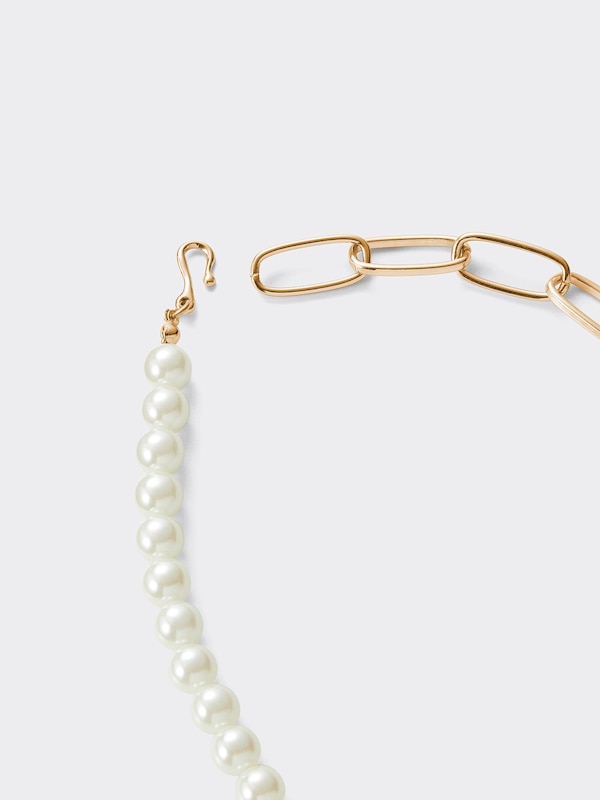 Metal& Imitation Pearl Volume Necklace