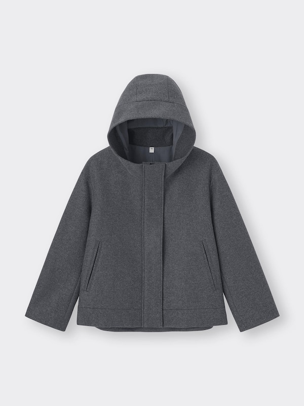 COZY MELTON Short Hoodie Coat