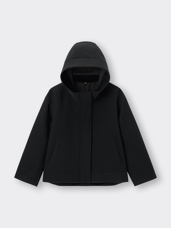 COZY MELTON Short Hoodie Coat