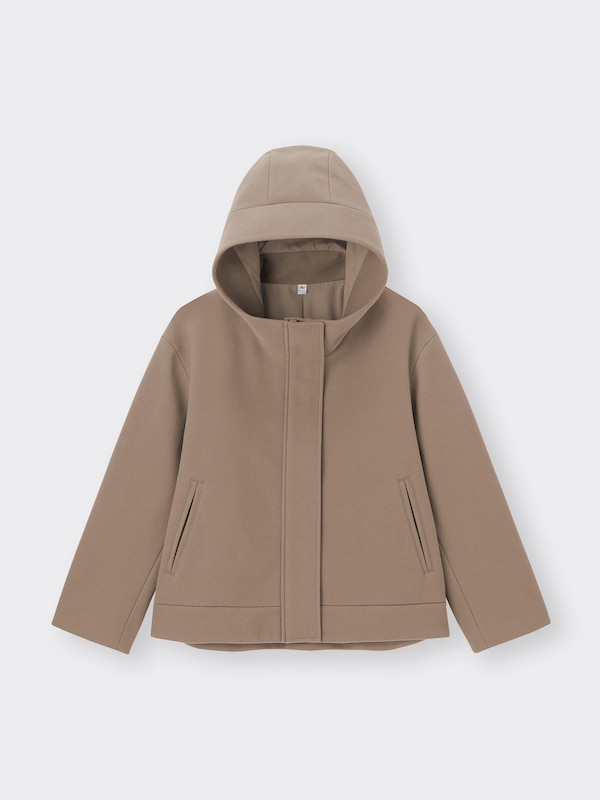 COZY MELTON Short Hoodie Coat
