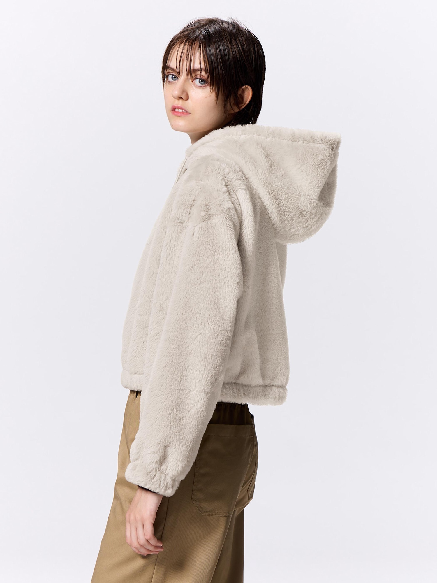 Faux Fur Hoodie Jacket | GU US Faux Fur Hoodie Jacket | GU US