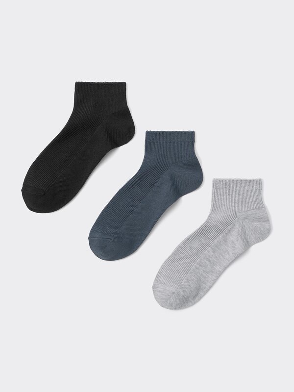 Ribbed Color Ankle Socks 3-Pack