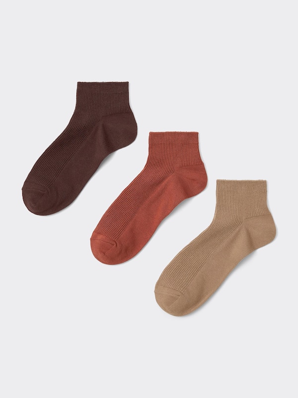 Ribbed Color Ankle Socks 3-Pack