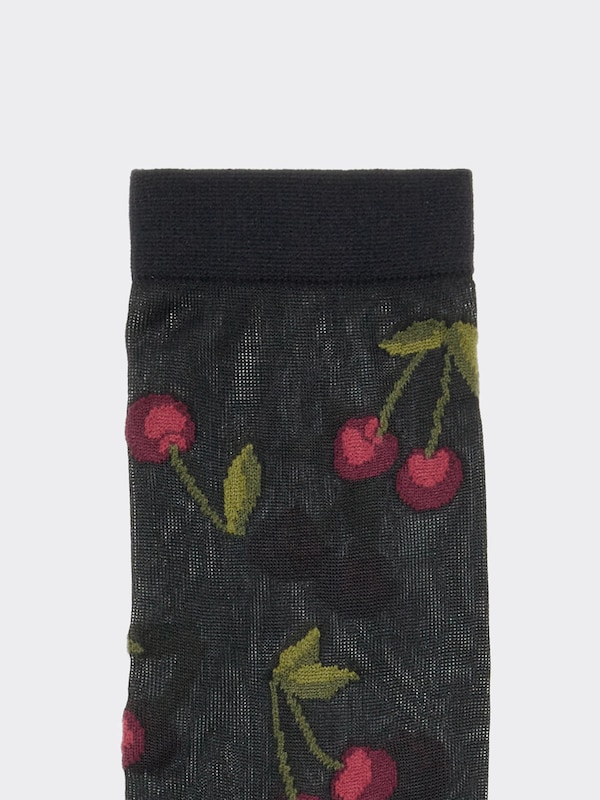 Sheer Crew Socks Cherry