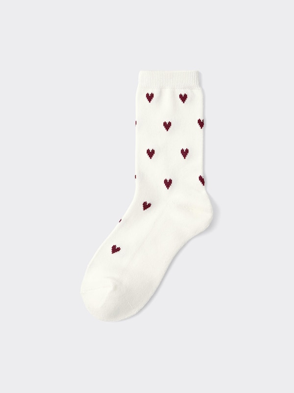 STYLE-HEAT Pile Crew Socks Heart