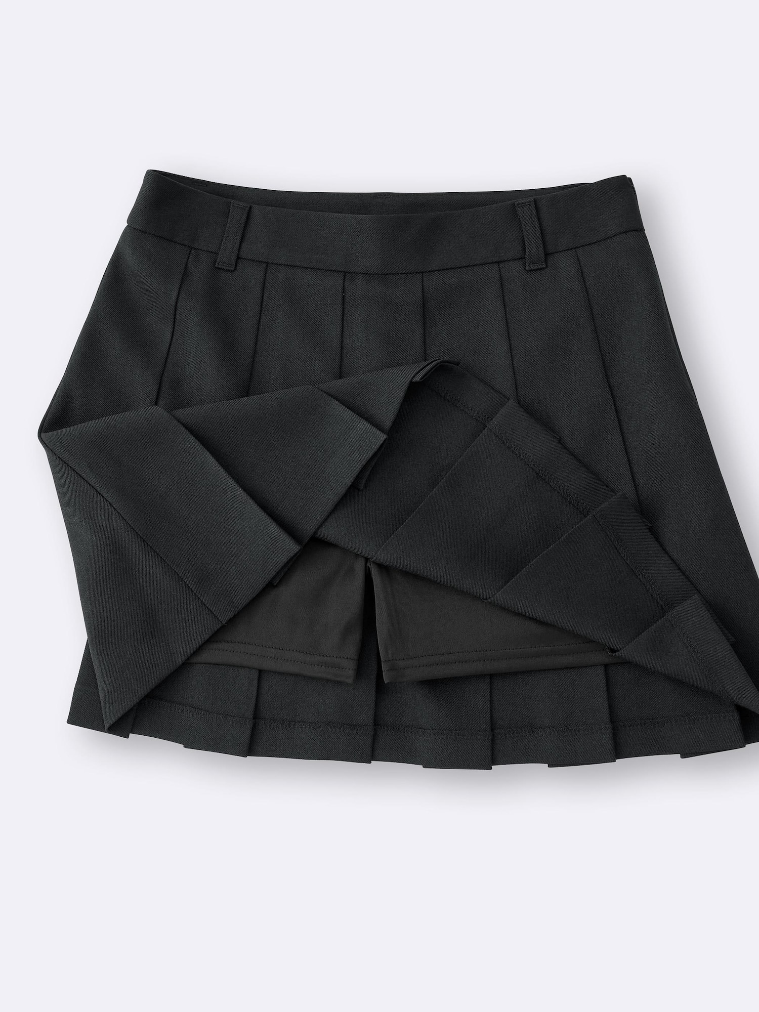 スカート KHAKIPOINT Pleats Skirt (black) ≪通常販売≫adjust pleats mini skirt（アジャストプリーツミニ