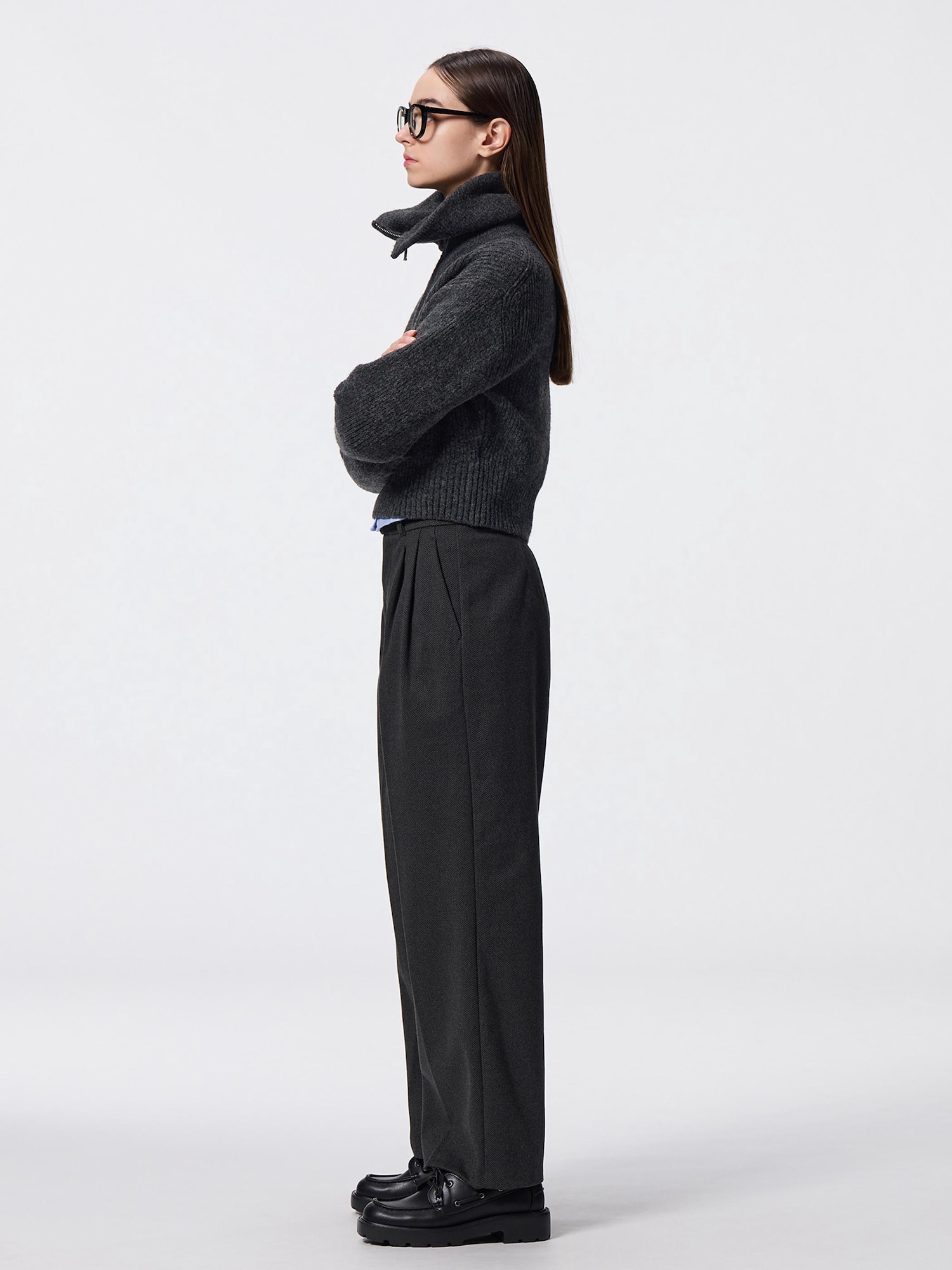 Herringbone Wide Leg Trouser | Greylin Collection | Greylin